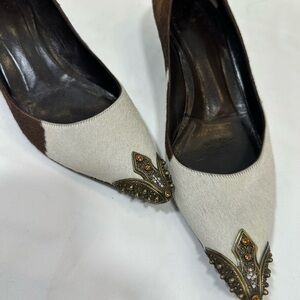 Giuseppe Zanotti Vicini Pony Heel Ornate Gem Metal Toe Ornament size 42